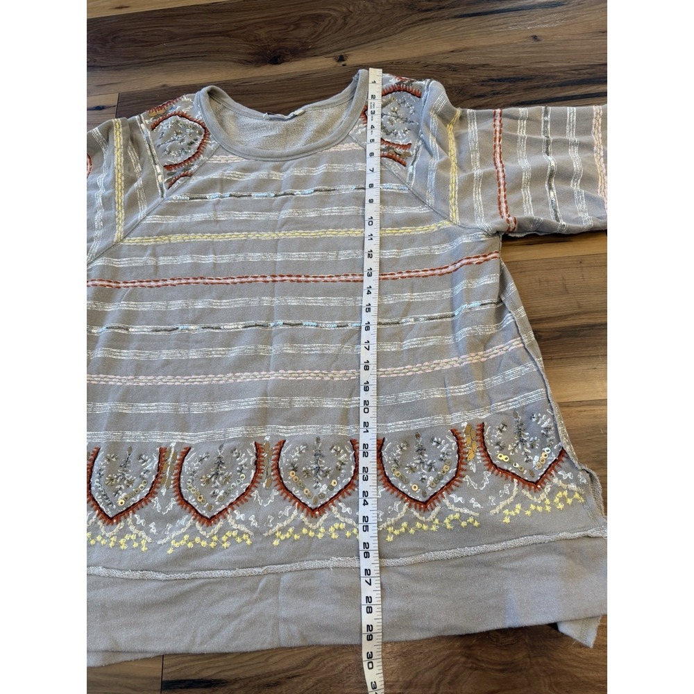Soft Surroundings Embroidered Sequin Tunic Top Gray Boho Lagenlook Size Unknown - Picture 7 of 9